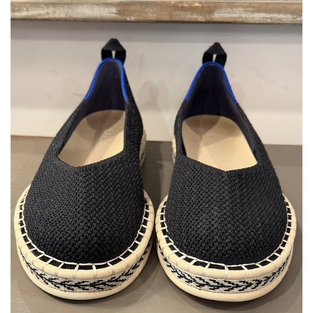 ROTHYS The Espadrille Black Slip on Summer Flats-Lace up Jute Comfort-US Sz 8.5 - Picture 5 of 10